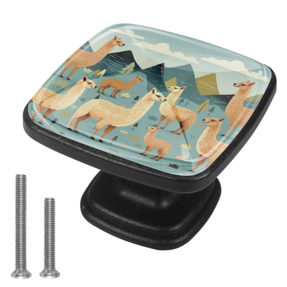 4 Pcs Cabinet Handle Drawer Pulls Alpaca Knobs with Screws Square Furniture Office Cabinet Knob Decoration