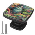 thumbnail image 1 of 4 Pcs Cabinet Handle Drawer Pulls Cartoon Cat Knobs with Screws Square Furniture Office Cabinet Knob Decoration, 1 of 7
