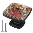 thumbnail image 1 of 4 Pcs Cabinet Handle Drawer Pulls Chinese God of Wealth Knobs with Screws Square Furniture Office Cabinet Knob Decoration, 1 of 7