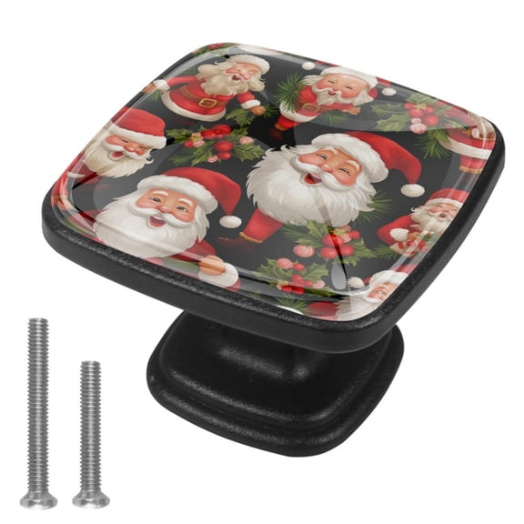 4 Pcs Cabinet Handle Drawer Pulls Christmas Santa Claus Knobs with Screws Square Furniture Office Cabinet Knob Decoration
