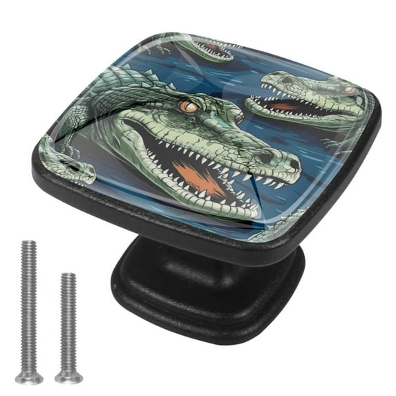 4 Pcs Cabinet Handle Drawer Pulls Crocodile Knobs with Screws Square Furniture Office Cabinet Knob Decoration