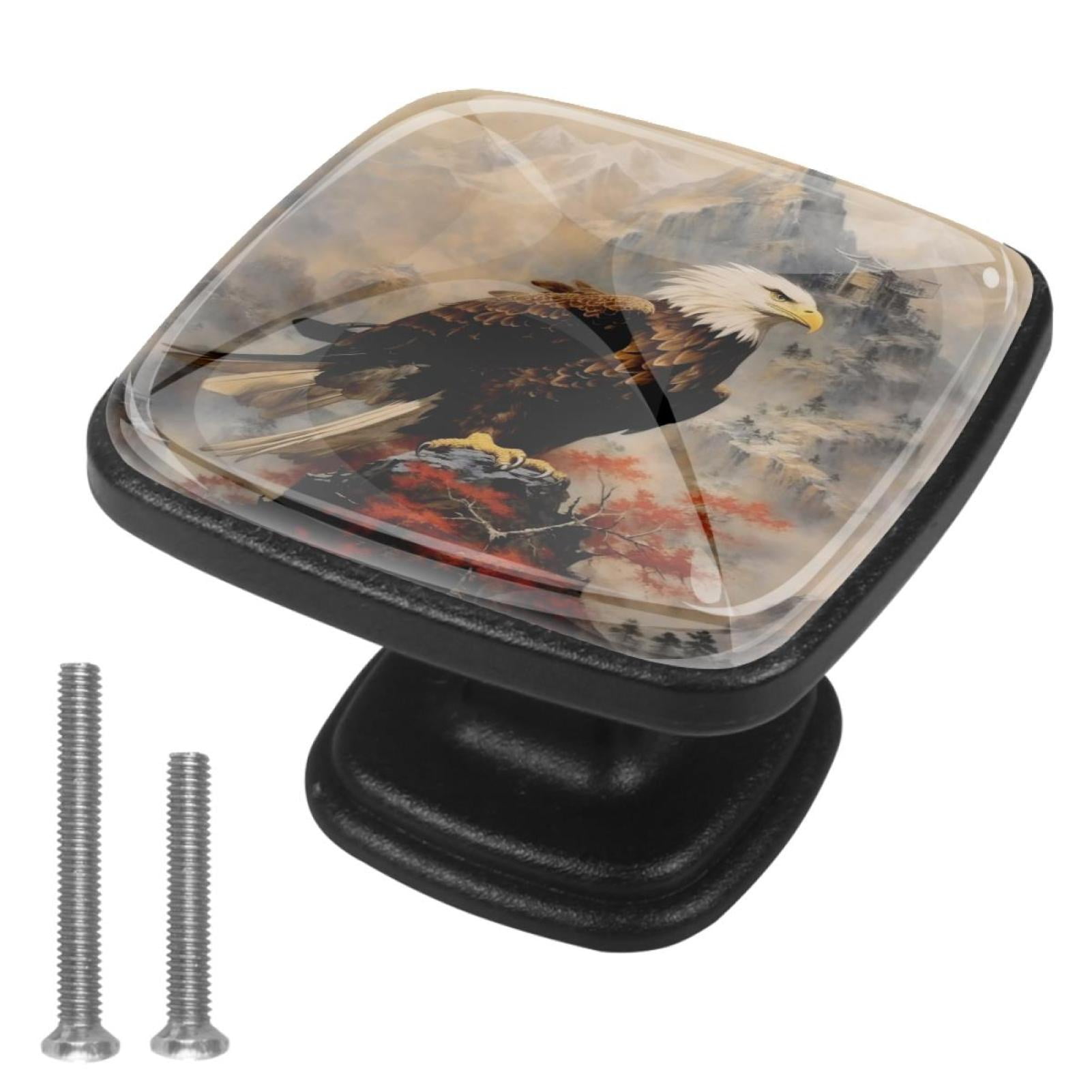 4 Pcs Handle Drawer Pulls Eagle Knobs with Screws Square