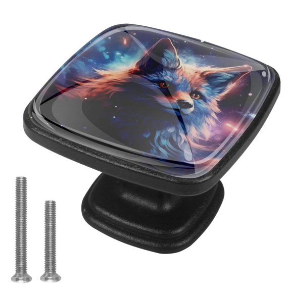 4 Pcs Cabinet Handle Drawer Pulls Fox Knobs with Screws Square Furniture Office Cabinet Knob Decoration
