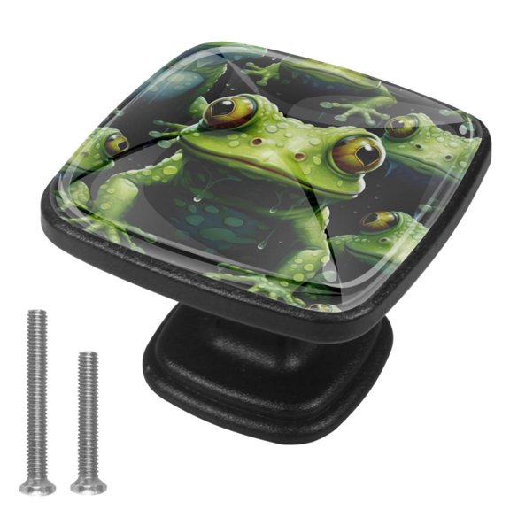 4 Pcs Cabinet Handle Drawer Pulls Frog Knobs with Screws Square Furniture Office Cabinet Knob Decoration