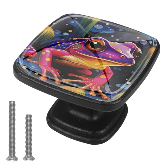 4 Pcs Cabinet Handle Drawer Pulls Frog Knobs with Screws Square Furniture Office Cabinet Knob Decoration