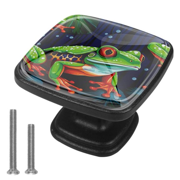 4 Pcs Cabinet Handle Drawer Pulls Frog Knobs with Screws Square Furniture Office Cabinet Knob Decoration