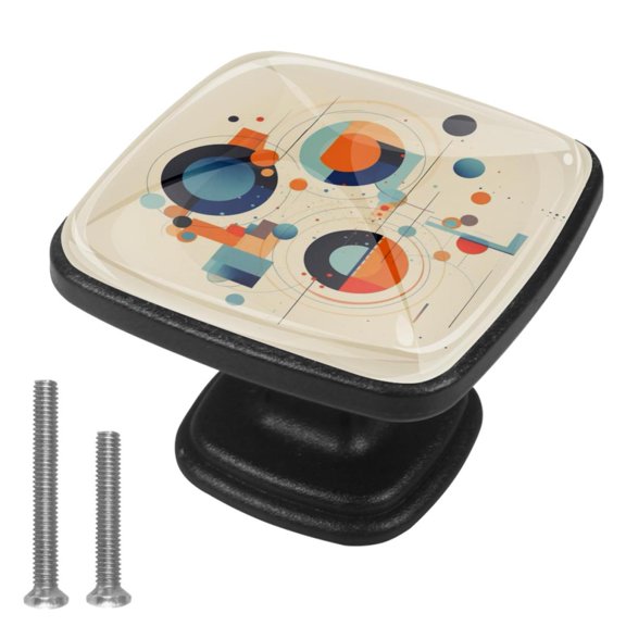 4 Pcs Cabinet Handle Drawer Pulls Geometry Knobs with Screws Square Furniture Office Cabinet Knob Decoration