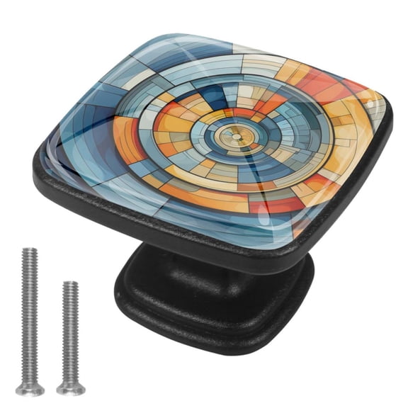 4 Pcs Cabinet Handle Drawer Pulls Geometry Knobs with Screws Square Furniture Office Cabinet Knob Decoration