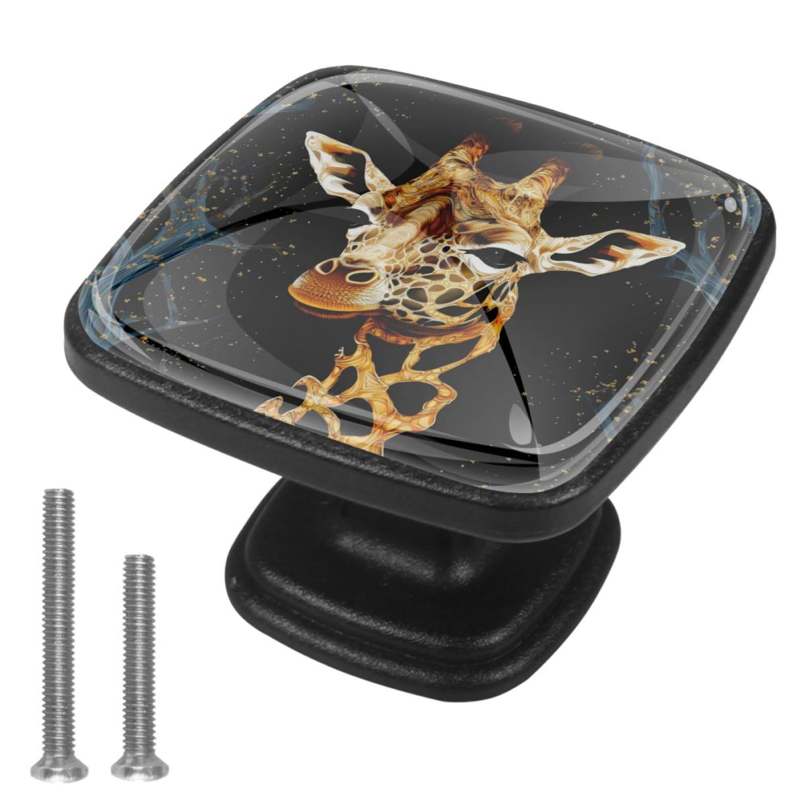 4 Pcs Cabinet Handle Drawer Pulls Giraffe Knobs with Screws Square Furniture Office Cabinet Knob Decoration