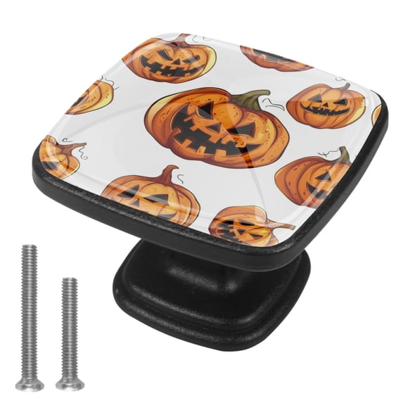 4 Pcs Cabinet Handle Drawer Pulls Halloween Pumpkin Knobs with Screws Square Furniture Office Cabinet Knob Decoration