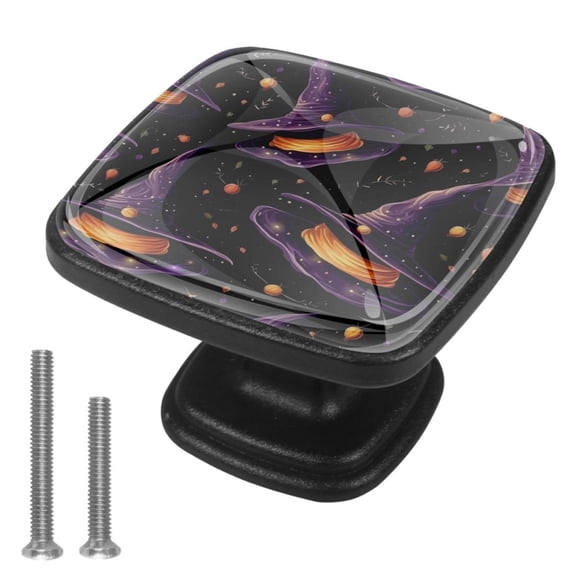 4 Pcs Cabinet Handle Drawer Pulls Halloween Witch Hat Knobs with Screws Square Furniture Office Cabinet Knob Decoration