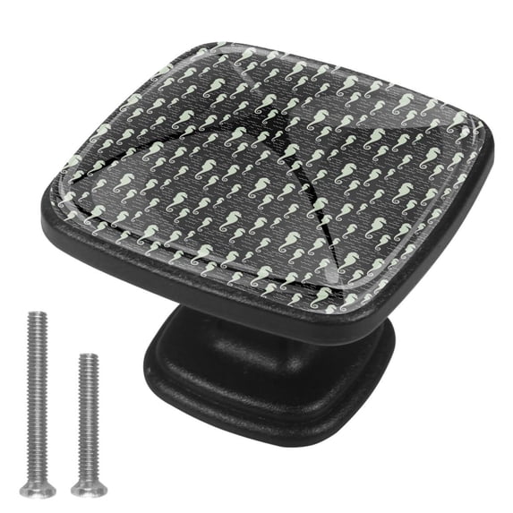 4 Pcs Cabinet Handle Drawer Pulls Hippocampus Knobs with Screws Square Furniture Office Cabinet Knob Decoration
