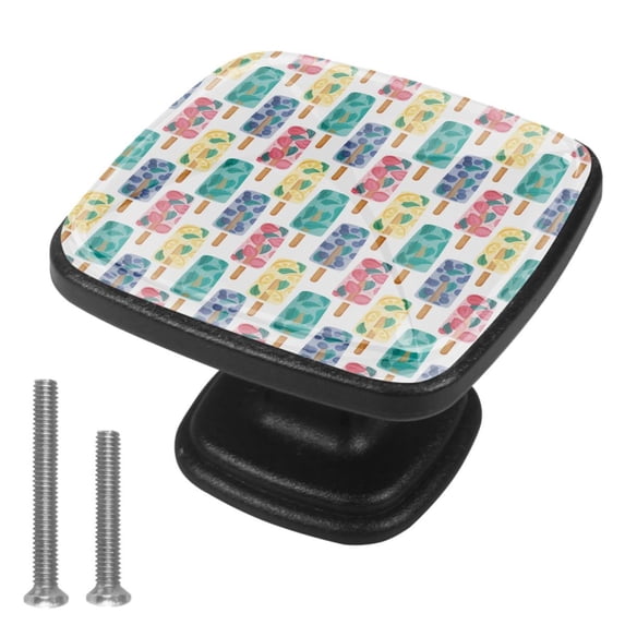 4 Pcs Cabinet Handle Drawer Pulls Ice Cream Knobs with Screws Square Furniture Office Cabinet Knob Decoration