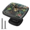 thumbnail image 1 of 4 Pcs Cabinet Handle Drawer Pulls Jungle Elk Knobs with Screws Square Furniture Office Cabinet Knob Decoration, 1 of 7