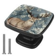 thumbnail image 1 of 4 Pcs Cabinet Handle Drawer Pulls Jungle Elk Knobs with Screws Square Furniture Office Cabinet Knob Decoration, 1 of 7