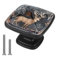 thumbnail image 1 of 4 Pcs Cabinet Handle Drawer Pulls Jungle Elk Knobs with Screws Square Furniture Office Cabinet Knob Decoration, 1 of 7