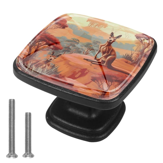 4 Pcs Cabinet Handle Drawer Pulls Kangaroo Knobs with Screws Square Furniture Office Cabinet Knob Decoration