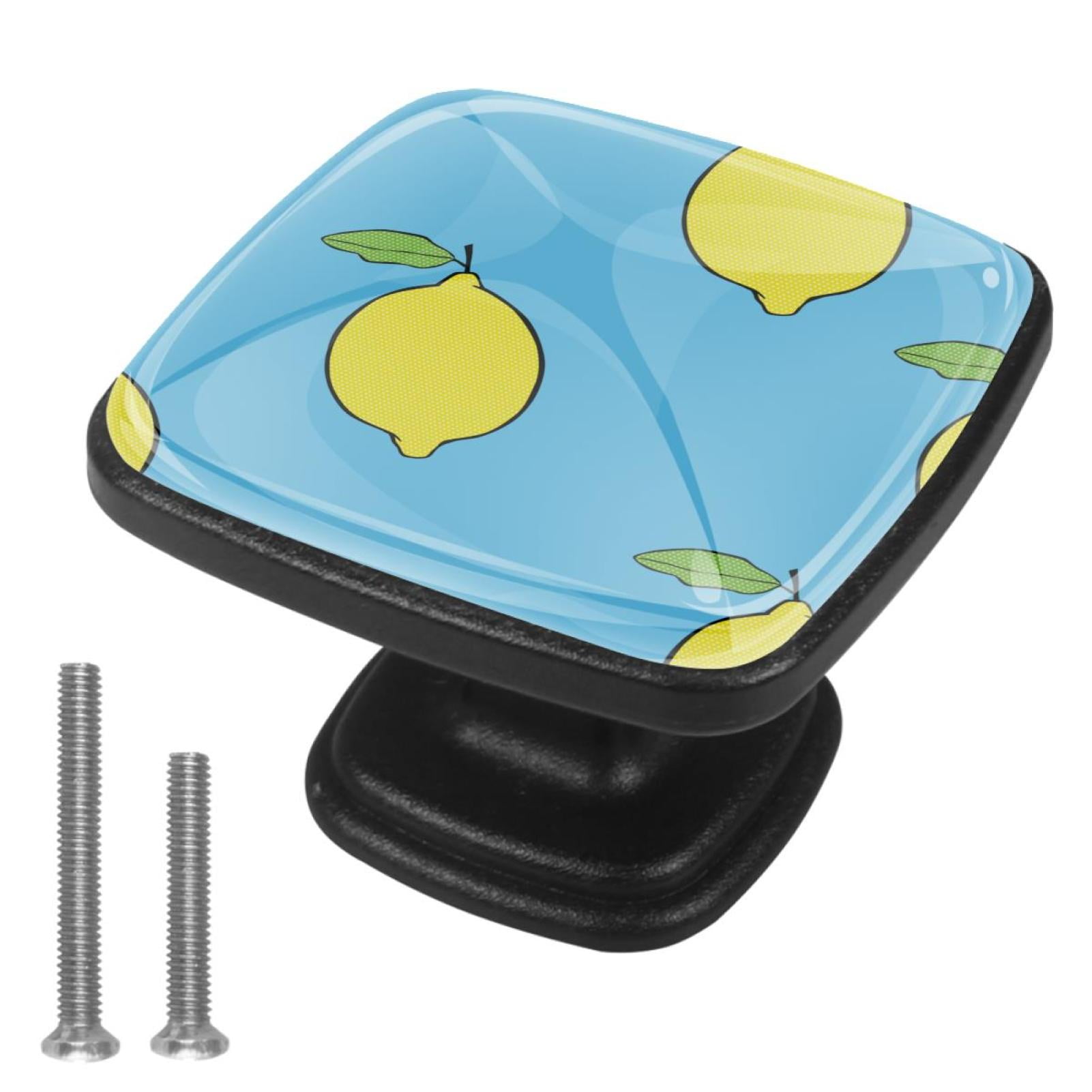 4 Pcs Cabinet Handle Drawer Pulls Lemon Knobs with Screws Square Furniture Office Cabinet Knob Decoration