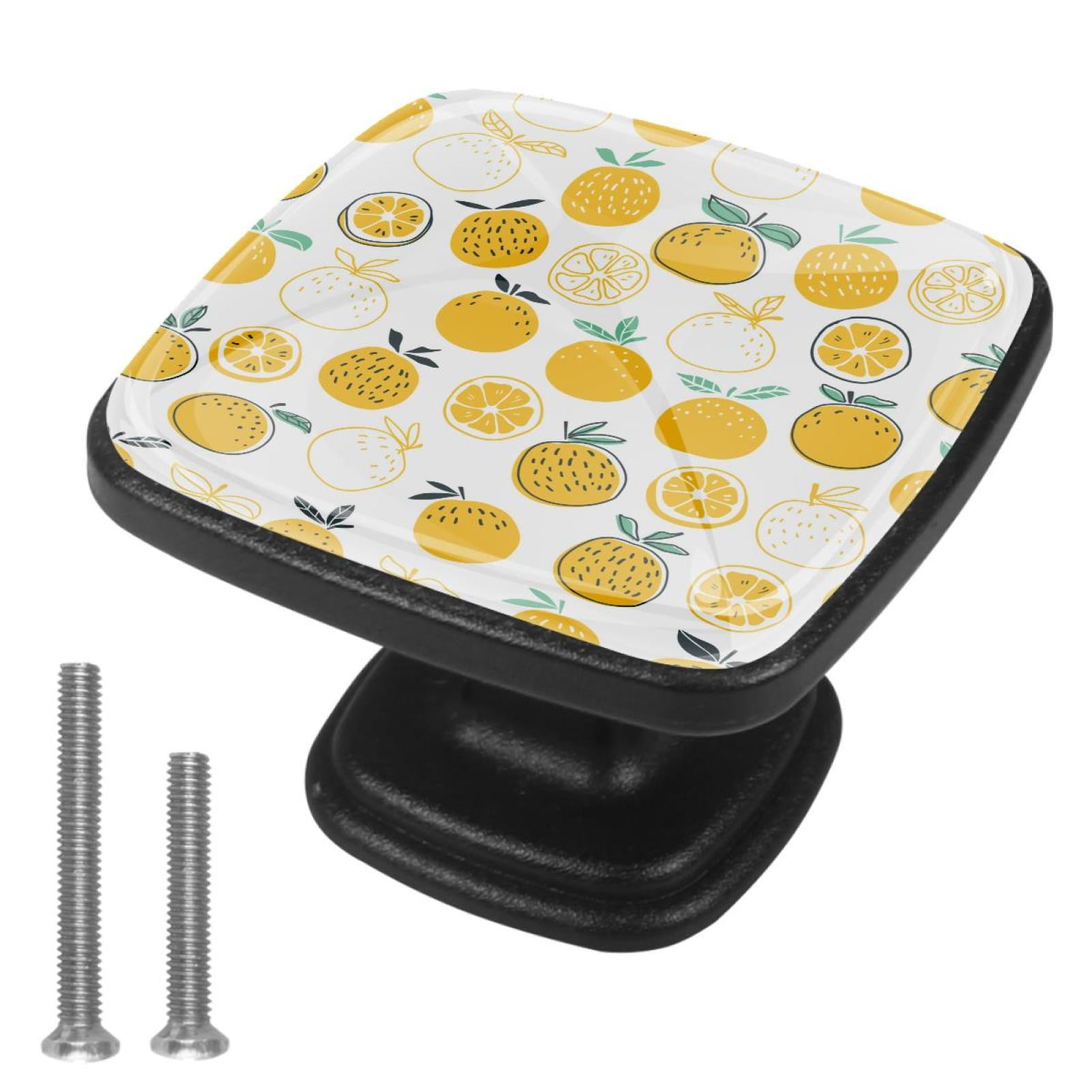4 Pcs Cabinet Handle Drawer Pulls Lemon Knobs with Screws Square Furniture Office Cabinet Knob Decoration