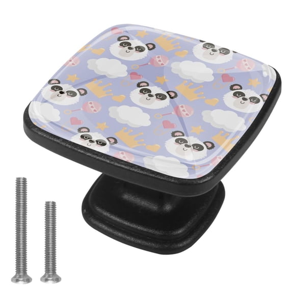 4 Pcs Cabinet Handle Drawer Pulls Panda Knobs with Screws Square Furniture Office Cabinet Knob Decoration