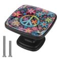 thumbnail image 1 of 4 Pcs Cabinet Handle Drawer Pulls Peace Sign Knobs with Screws Square Furniture Office Cabinet Knob Decoration, 1 of 7