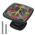 thumbnail image 1 of 4 Pcs Cabinet Handle Drawer Pulls Peace Sign Knobs with Screws Square Furniture Office Cabinet Knob Decoration, 1 of 7