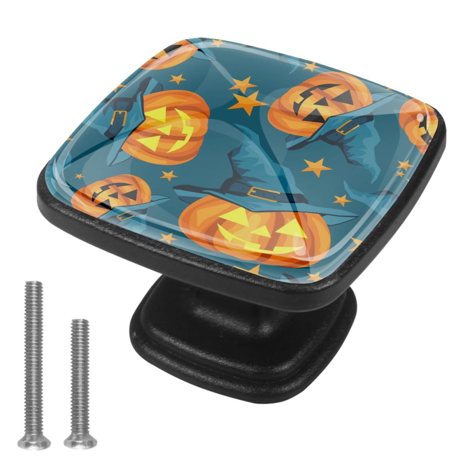 4 Pcs Cabinet Handle Drawer Pulls Pumpkin Star Knobs with Screws Square Furniture Office Cabinet Knob Decoration