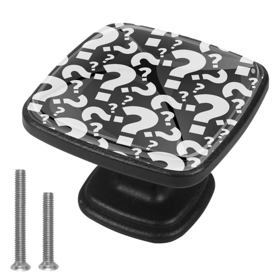 4 Pcs Cabinet Handle Drawer Pulls Question Mark Black Knobs with Screws Square Furniture Office Cabinet Knob Decoration