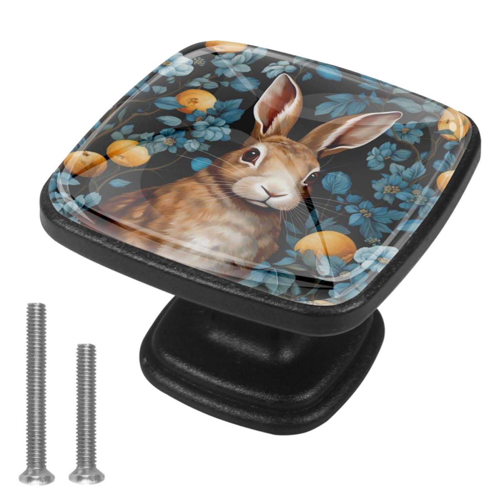 Faster Handle Icon Rabbit 4 Pcs Cabinet Handle Drawer Pulls Rabbit Knobs with Screws Square ...