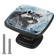 thumbnail image 1 of 4 Pcs Cabinet Handle Drawer Pulls Raccoon Knobs with Screws Square Furniture Office Cabinet Knob Decoration, 1 of 7