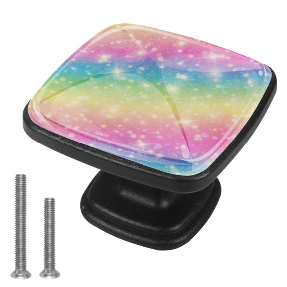 4 Pcs Cabinet Handle Drawer Pulls Rainbow Color Knobs with Screws Square Furniture Office Cabinet Knob Decoration