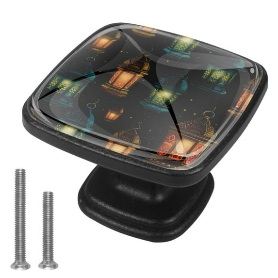 4 Pcs Cabinet Handle Drawer Pulls Retro Lantern Knobs with Screws Square Furniture Office Cabinet Knob Decoration