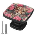 thumbnail image 1 of 4 Pcs Cabinet Handle Drawer Pulls Rose and Leopard Knobs with Screws Square Furniture Office Cabinet Knob Decoration, 1 of 7