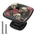 thumbnail image 1 of 4 Pcs Cabinet Handle Drawer Pulls Roses and Skull Knobs with Screws Square Furniture Office Cabinet Knob Decoration, 1 of 7