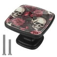 thumbnail image 1 of 4 Pcs Cabinet Handle Drawer Pulls Roses and Skull Knobs with Screws Square Furniture Office Cabinet Knob Decoration, 1 of 7