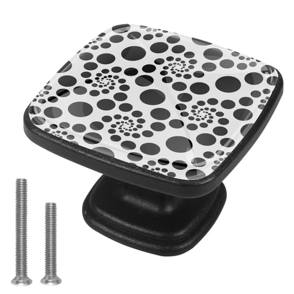 4 Pcs Cabinet Handle Drawer Pulls Rotating Black Dot Knobs with Screws Square Furniture Office Cabinet Knob Decoration