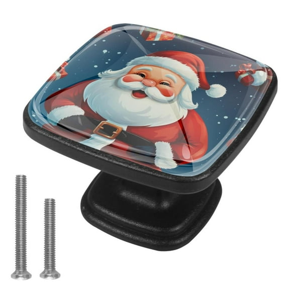 4 Pcs Cabinet Handle Drawer Pulls Santa Claus Knobs with Screws Square Furniture Office Cabinet Knob Decoration