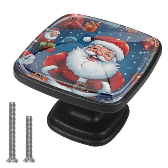 4 Pcs Cabinet Handle Drawer Pulls Santa Claus Knobs with Screws Square Furniture Office Cabinet Knob Decoration