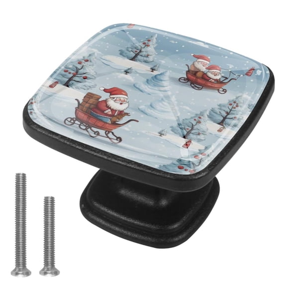 4 Pcs Cabinet Handle Drawer Pulls Santa Claus Riding Sleigh Knobs with Screws Square Furniture Office Cabinet Knob Decoration