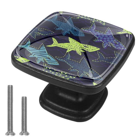 4 Pcs Cabinet Handle Drawer Pulls Shark Knobs with Screws Square Furniture Office Cabinet Knob Decoration
