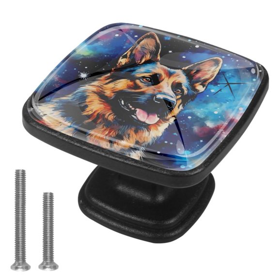 4 Pcs Cabinet Handle Drawer Pulls Sheepdog Knobs with Screws Square Furniture Office Cabinet Knob Decoration