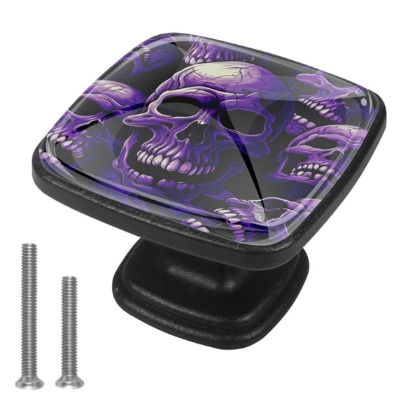4 Pcs Cabinet Handle Drawer Pulls Skull Knobs with Screws Square Furniture Office Cabinet Knob Decoration