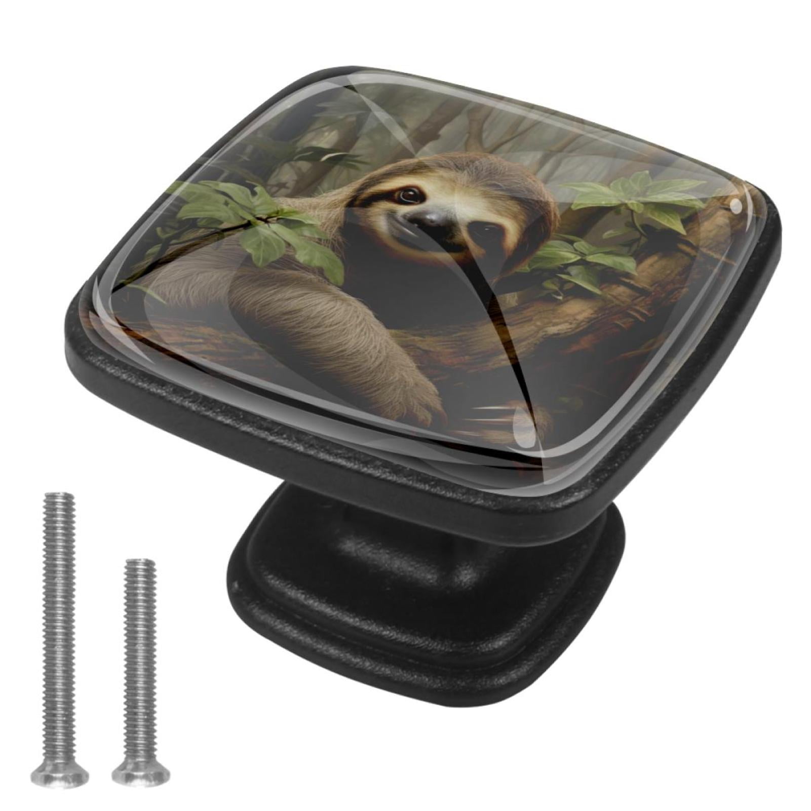 Sloth Handle 4 Pcs Cabinet Handle Drawer Pulls Sloth Knobs with Screws Square ...