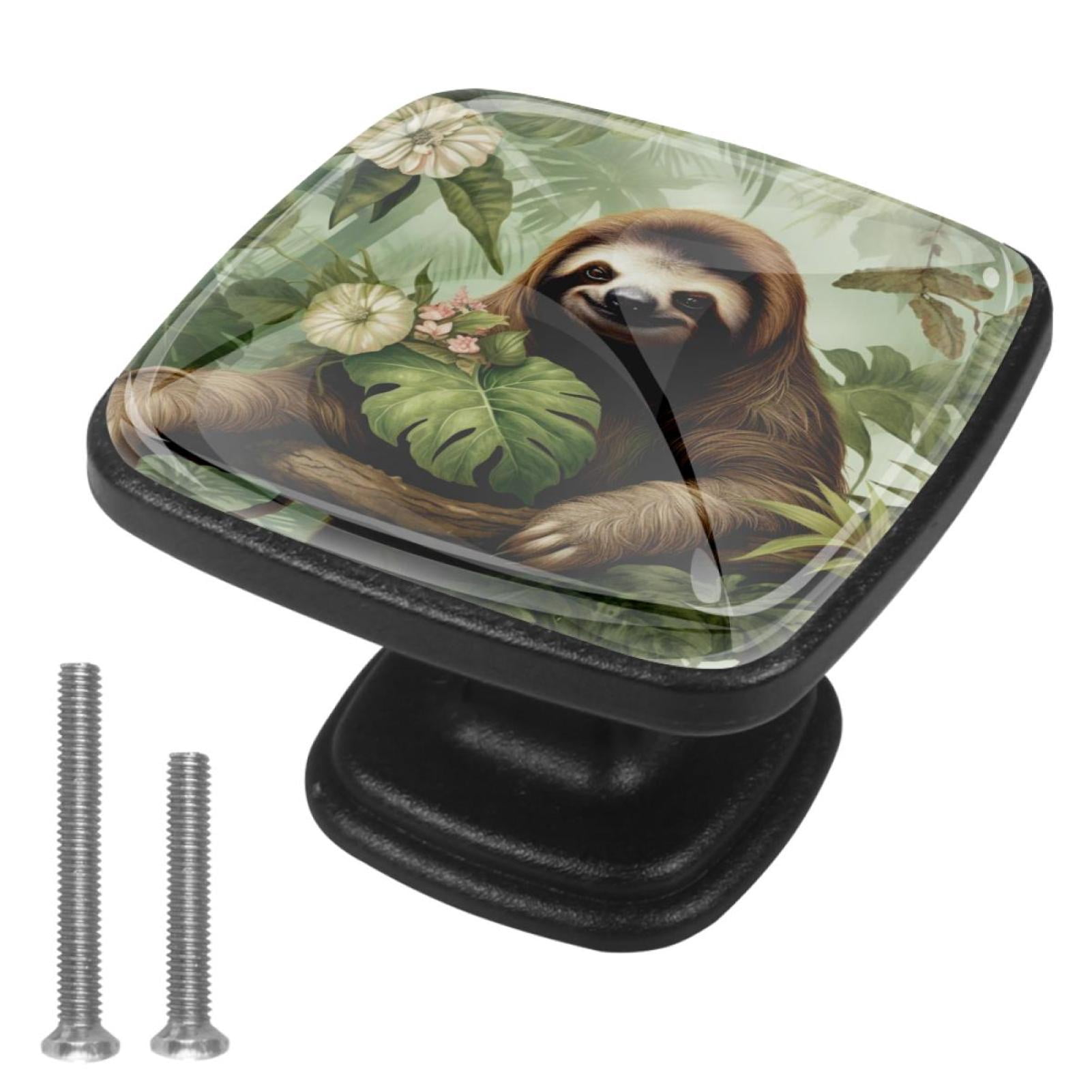 Sloth Handle 4 Pcs Cabinet Handle Drawer Pulls Sloth Knobs with Screws Square ...