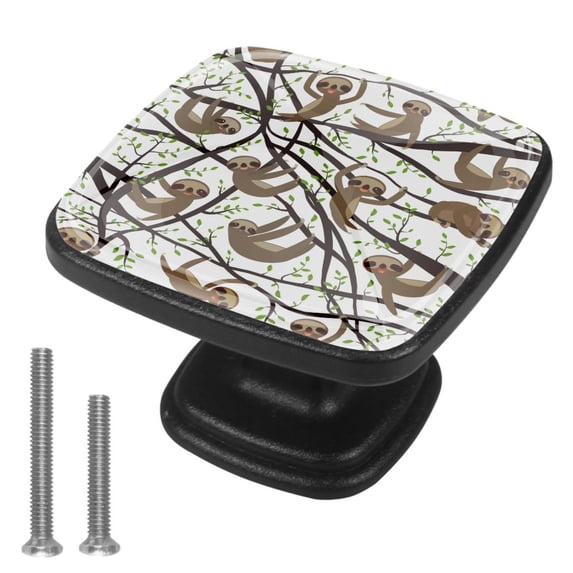 4 Pcs Cabinet Handle Drawer Pulls Sloth Knobs with Screws Square Furniture Office Cabinet Knob Decoration