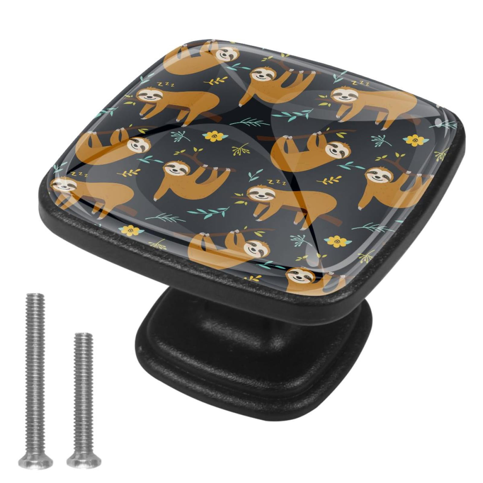 Sloth Handle 4 Pcs Cabinet Handle Drawer Pulls Sloth Sleep on Tree Knobs with Screws ...