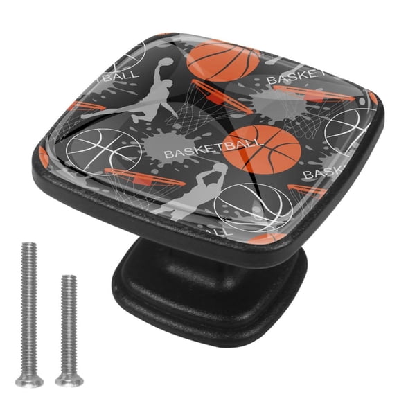 4 Pcs Cabinet Handle Drawer Pulls Sports Basketball Shoot Knobs with Screws Square Furniture Office Cabinet Knob Decoration