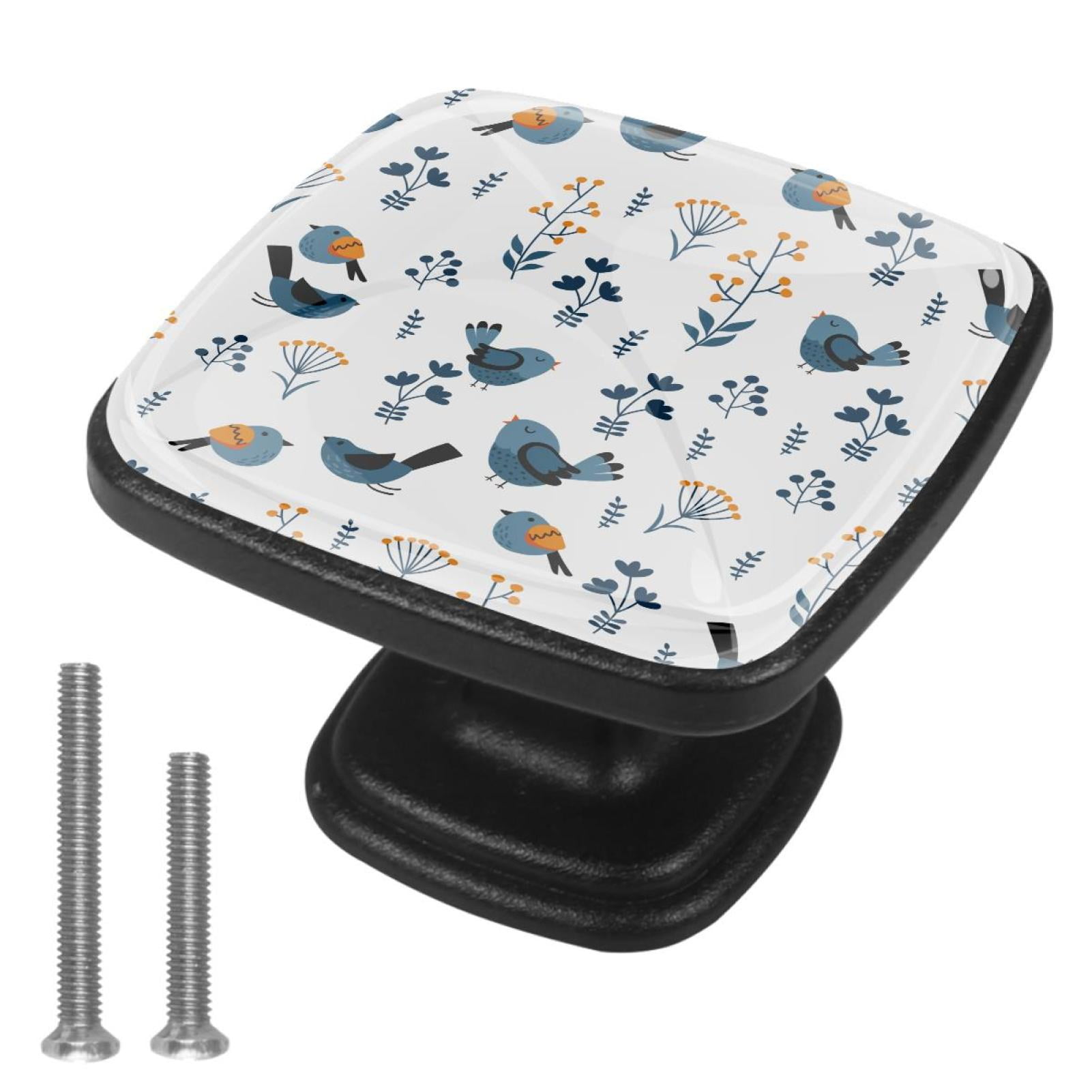 4 Pcs Cabinet Handle Drawer Pulls Spring Bird Knobs with Screws Square Furniture Office Cabinet Knob Decoration