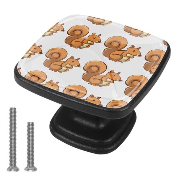 4 Pcs Cabinet Handle Drawer Pulls Squirrel Knobs with Screws Square Furniture Office Cabinet Knob Decoration