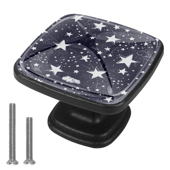 4 Pcs Cabinet Handle Drawer Pulls Stars in Dark Knobs with Screws Square Furniture Office Cabinet Knob Decoration
